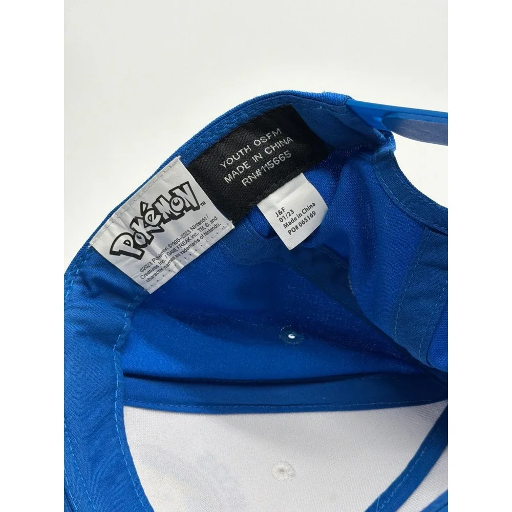 Pokemon Pikachu Blue White Youth Snapback Hat‎ #025 Graphic Baseball Cap OSFM